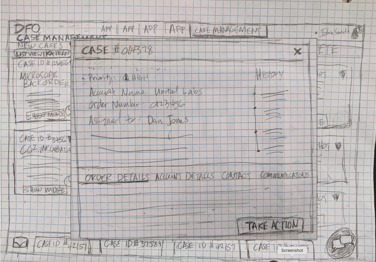 Figure 3 - Early sketch of case card quick view (modality).