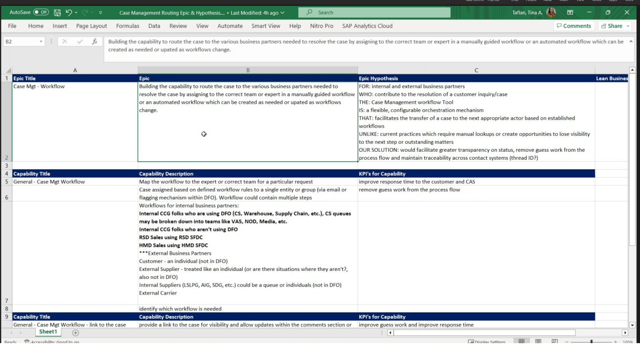 Figure 1 - Screenshot of Case Management Scope Planning